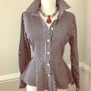 Striped flared blouse